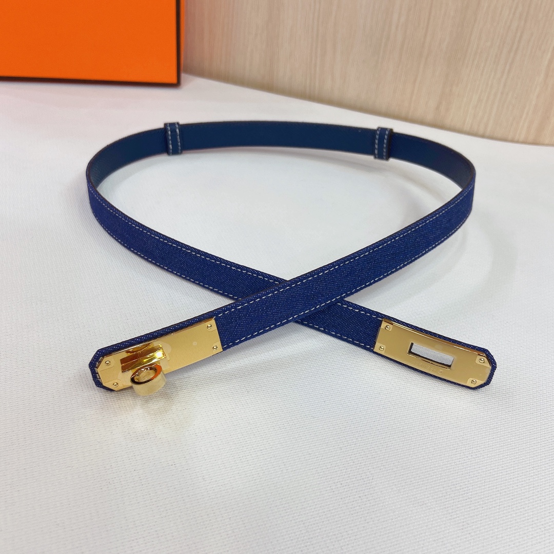 HERMES Kelly 18mm腰帶精钢五金 搭配牛仔布