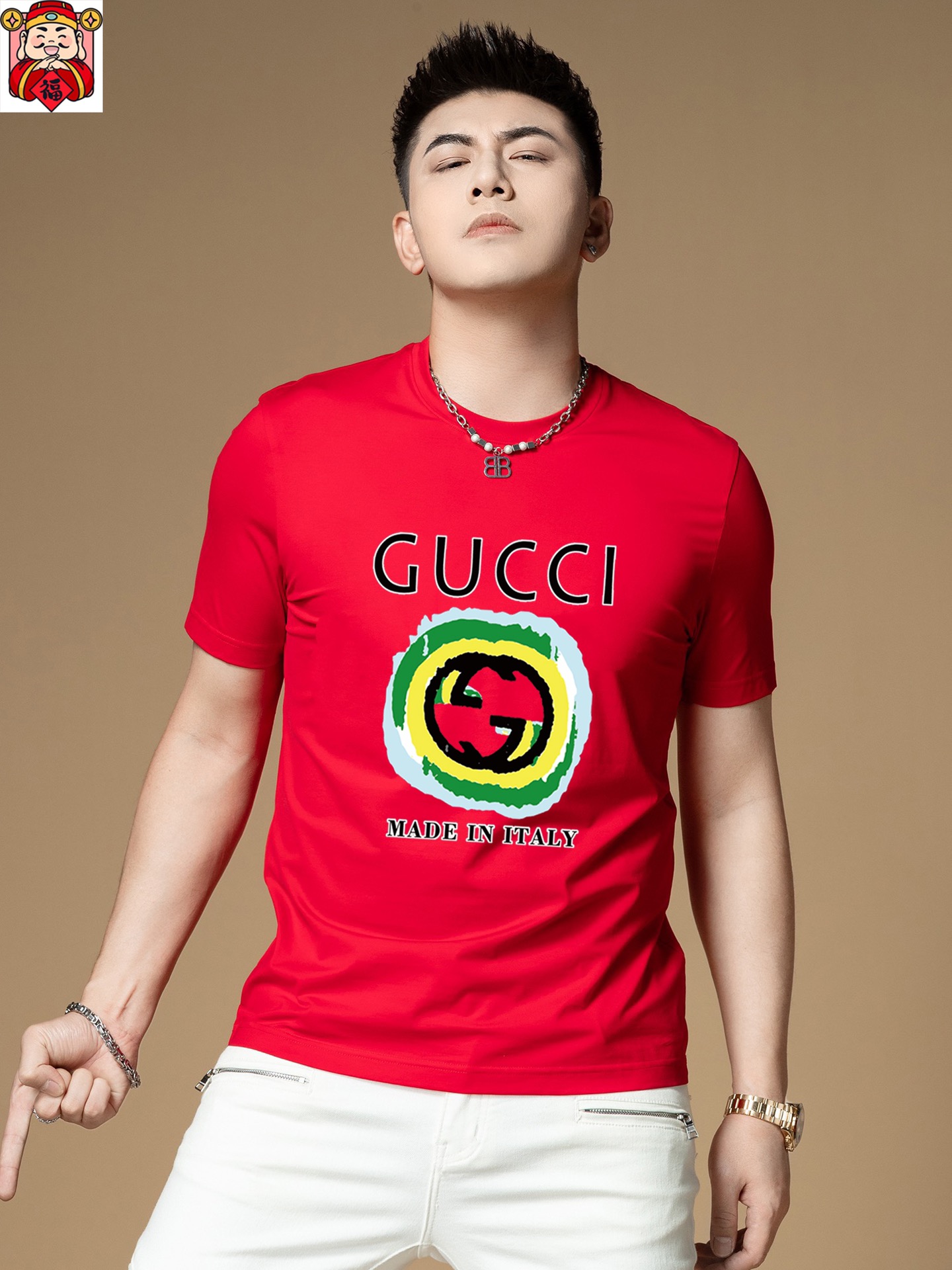 Gucci 品牌【GUCCI 古奇】(胖子福音) 男士休闲短袖T恤 2025春夏新品