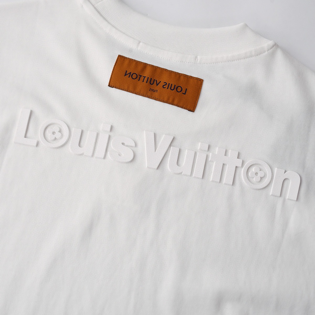 路易威登/Louis Vuitton 夏季新款 前后字母立体压胶圆领短袖T恤
