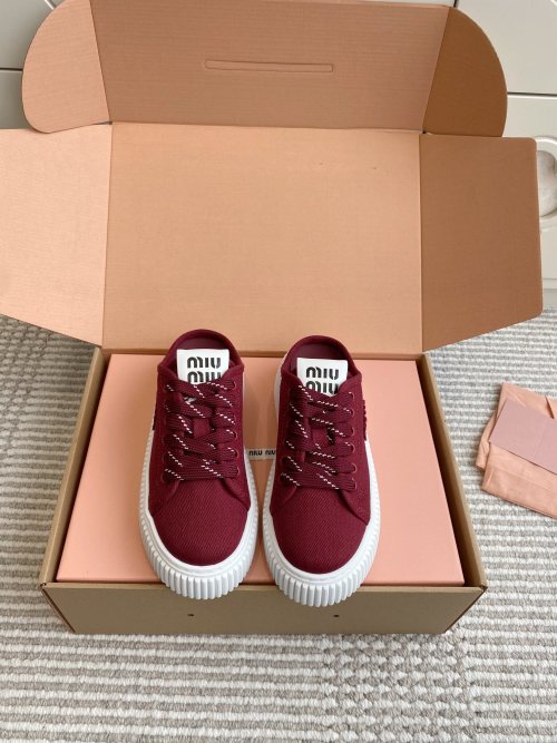 Miu Miu Platform Mule Sneakers Washed Denim with Embroidered Logo 1 Miu Miu Platform Mule Sneakers Washed Denim with Embroidered Logo