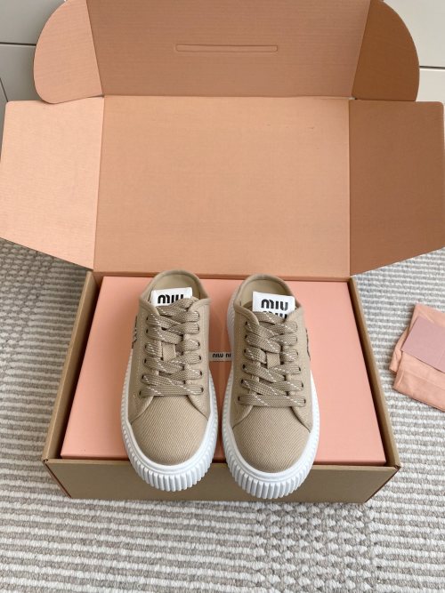 Miu Miu Women's Canvas Mule Sneakers Platform Espadrille Casual Shoes 1 Miu Miu Women's Canvas Mule Sneakers Platform Espadrille Casual Shoes