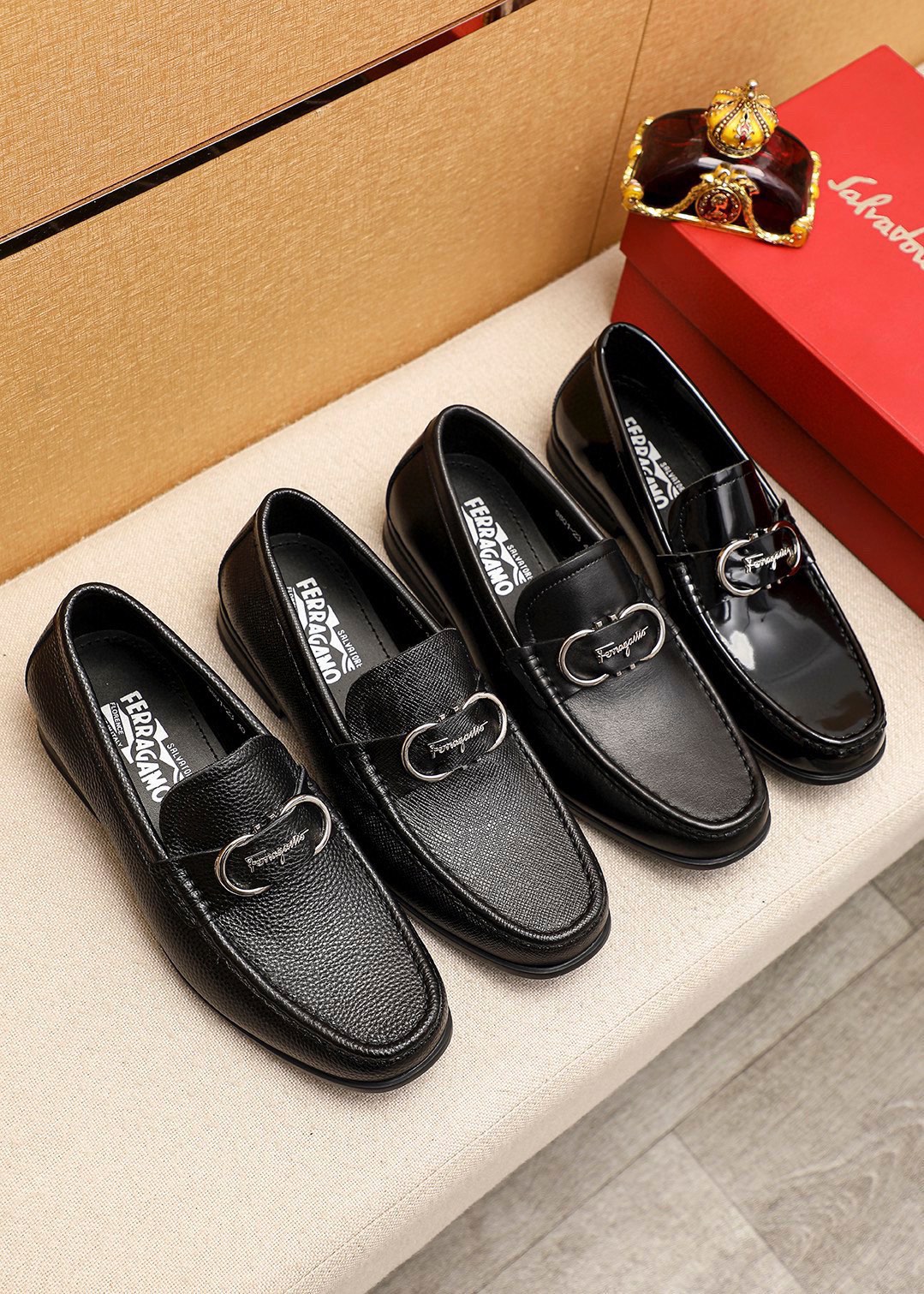 Salvatore Ferragamo Men's Black Leather Loafers with Buckle Detail, Sizes 38-44 6 i1744425164 5377 4