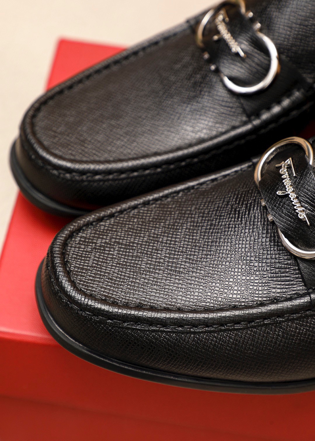Salvatore Ferragamo Men's Black Leather Loafers with Buckle Detail, Sizes 38-44 9 i1744425164 7237 7