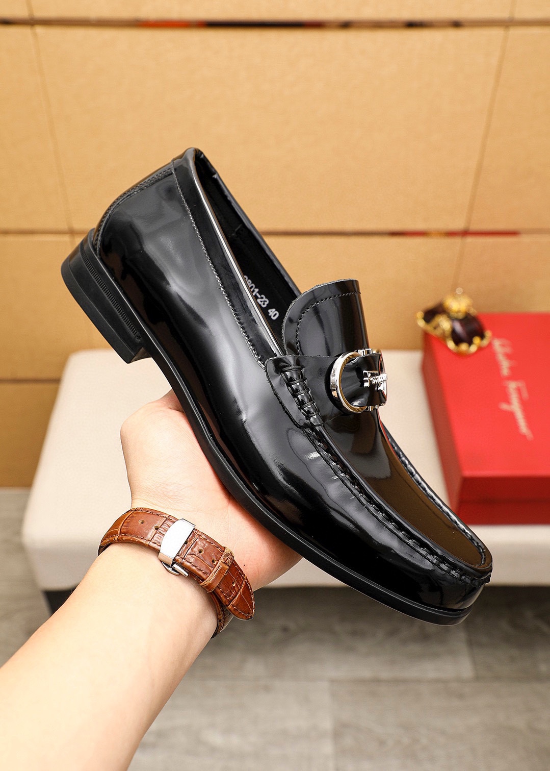 Salvatore Ferragamo Men's Leather Loafers with Iconic Buckle - Sizes 38-44 5 i1744425243 1635 3