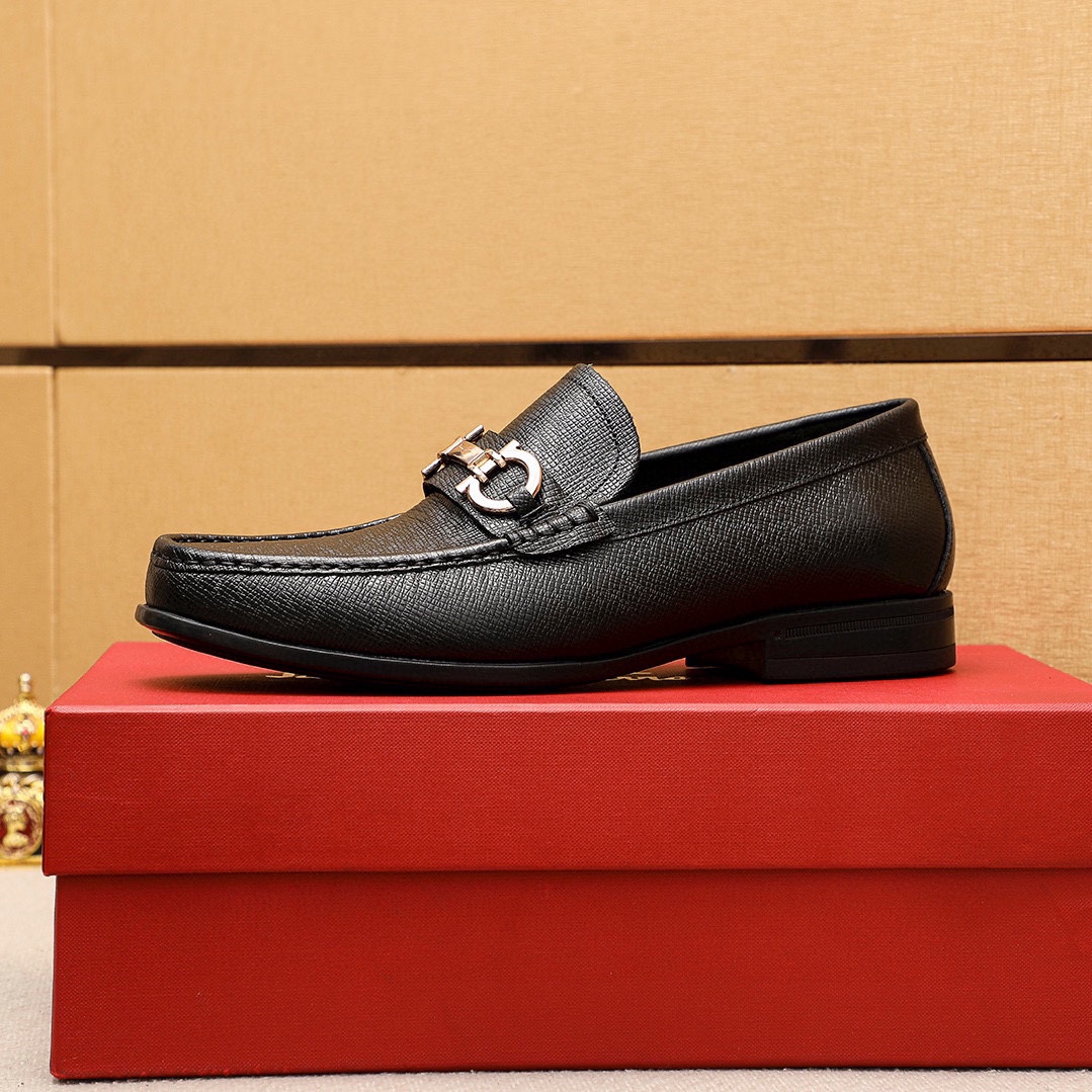 Salvatore Ferragamo Men's Leather Loafers with Metal Buckle - Classic Style 5 i1744425323 2755 3