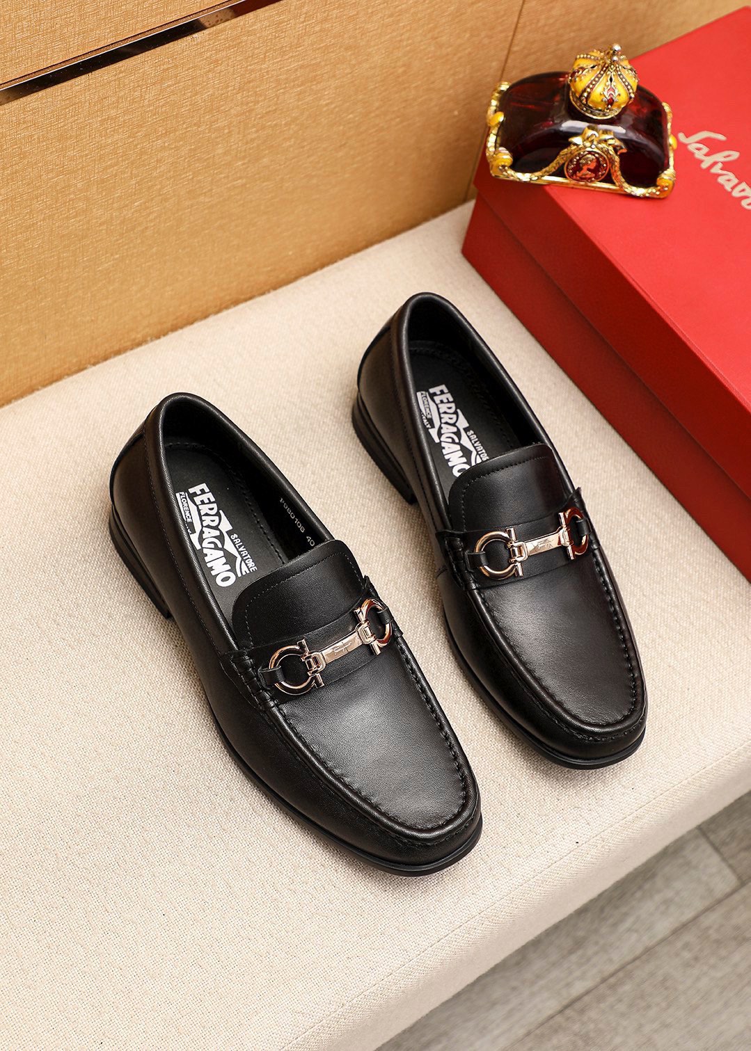 Salvatore Ferragamo Men's Leather Loafers with Buckle Detail (Size 38-44) 1 Salvatore Ferragamo Men's Leather Loafers with Buckle Detail (Size 38-44)