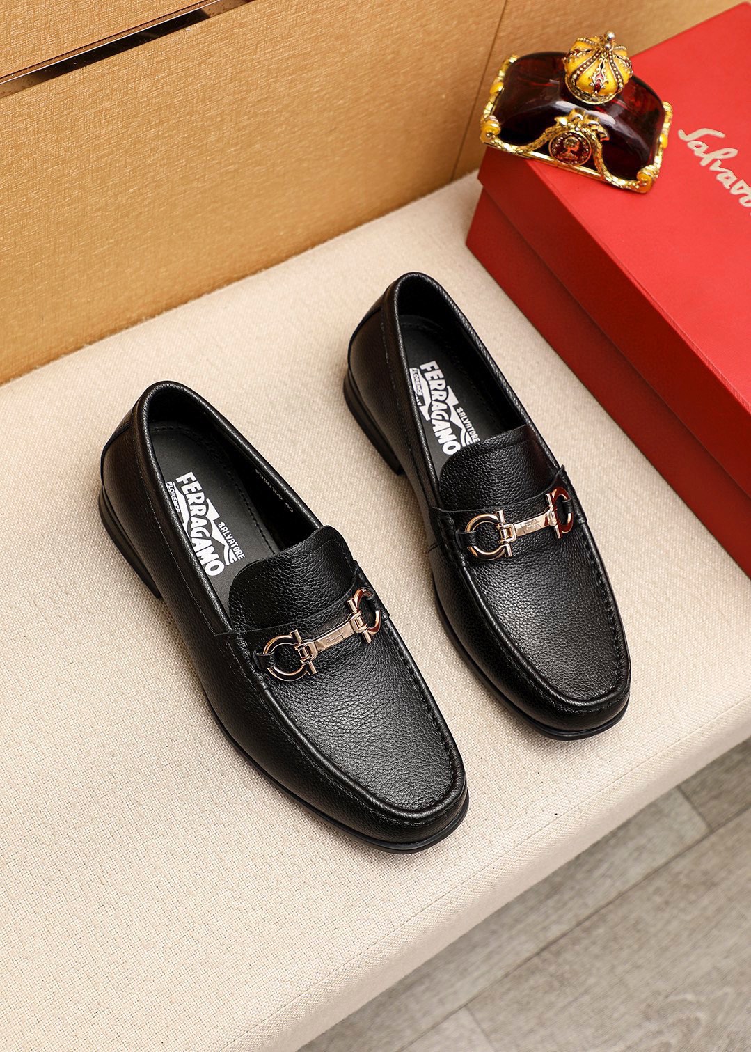 Salvatore Ferragamo Leather Loafers with Buckle Detail, Men's Sizes 38-44 1 Salvatore Ferragamo Leather Loafers with Buckle Detail, Men's Sizes 38-44