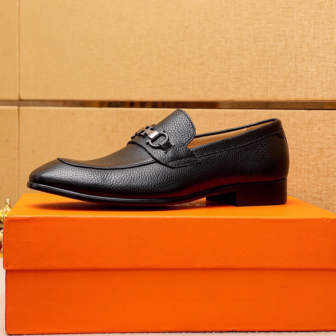 Hermes Men's Black Leather Loafers with Silver Buckle, Sizes 38-44 6 i1744426242 9351 4