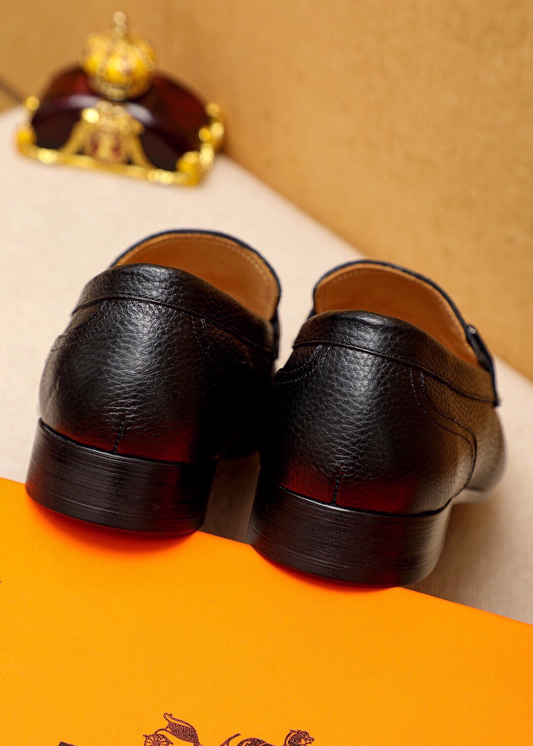 Hermes Men's Business Casual Leather Loafers, Size 38-44, Black 9 i1744426279 6714 7