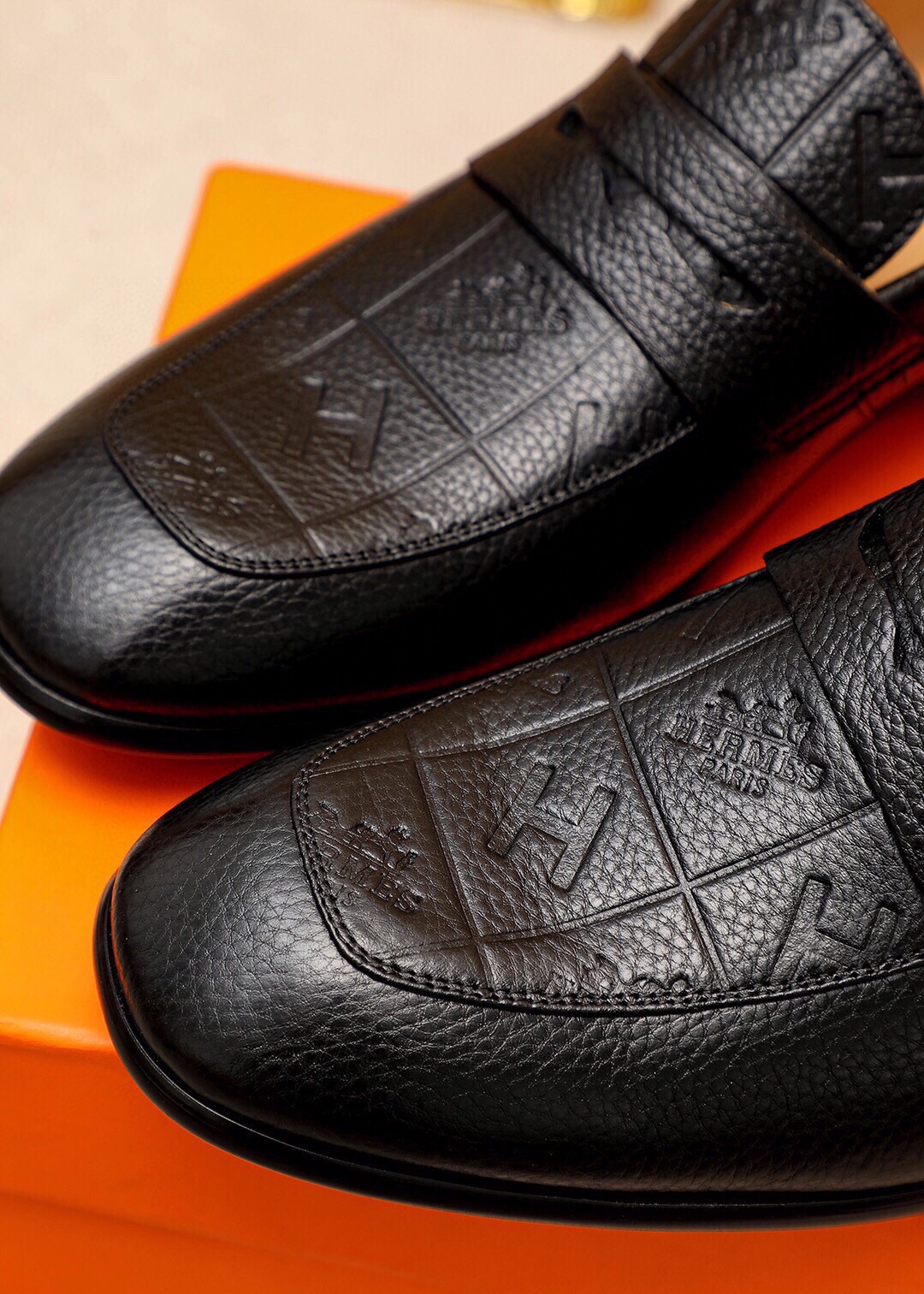 Hermes Men's Black Leather Loafers Business Casual Shoes Size 38-44 8 i1744426390 5944 6