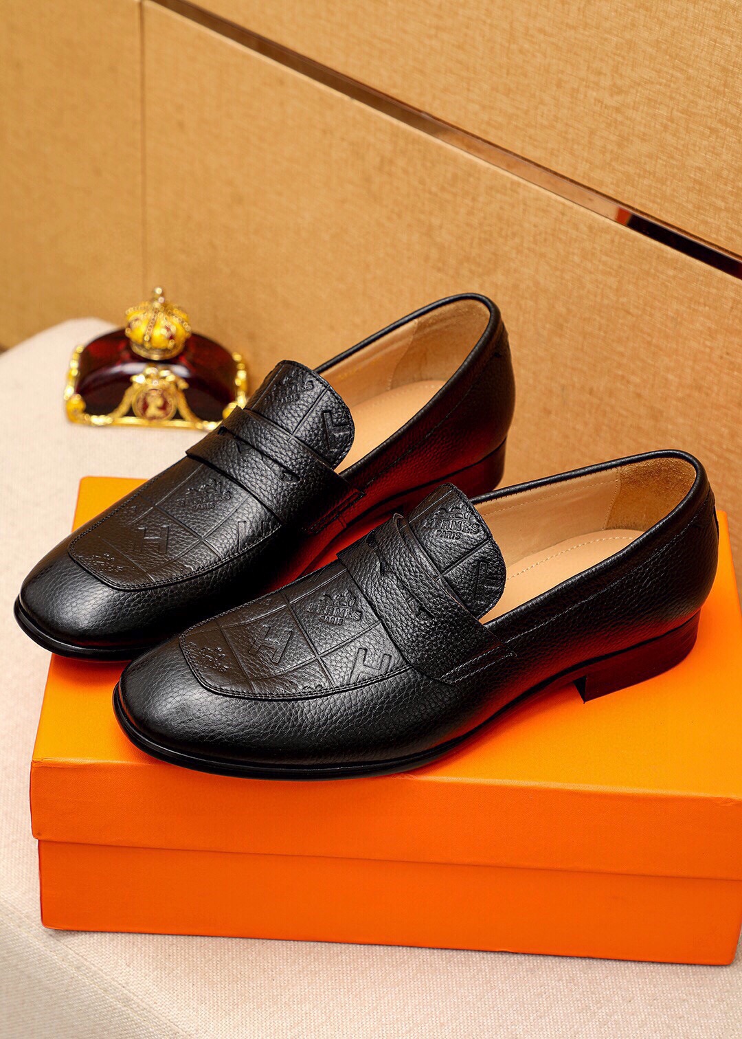 Hermes Men's Black Leather Loafers Business Casual Shoes Size 38-44 3 i1744426390 8765 1