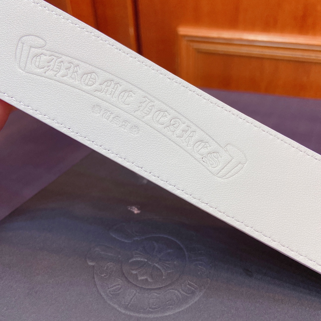 克罗心 旋转滚轮皮带〔镀白银s925精品铜扣搭配头层牛皮拼接白色十字