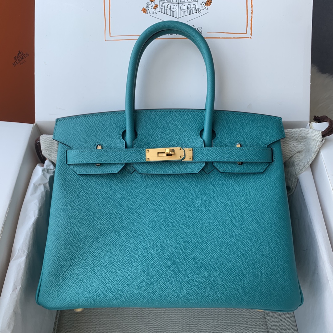 NO:698341,Birkin 30cm imported Esom leather hand-sewn with wax thread [peacock blue] gold and silver buckle ♀♀ Booking, Hermes, hermes, Hermes,19860909Birkin 30cm 进口Esom皮 手工蜡线缝制【孔雀蓝】金银扣♀♀ 预订,爱马仕,hermes,Hermes,,Bag