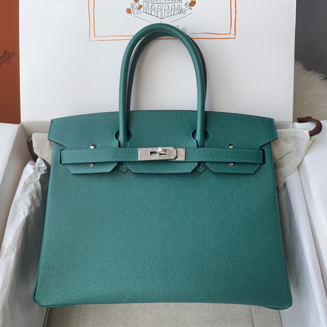 NO:698354,Birkin 30cm imported Esom leather hand-sewn with wax thread [malachite green] gold and silver buckle ♀♀ Booking, Hermes, hermes, Hermes,19860909Birkin 30cm 进口Esom皮 手工蜡线缝制【孔雀绿】金银扣♀♀ 预订,爱马仕,hermes,Hermes,,Bag
