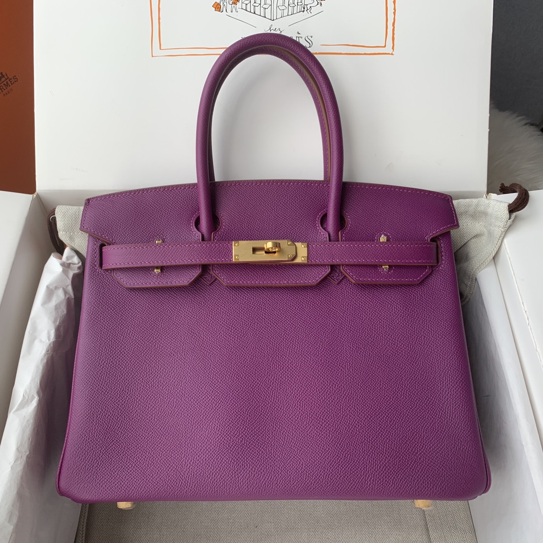 NO:698361,Birkin 30cm imported Esom leather hand-sewn with wax thread [sea anemone purple] gold and silver buckle ♀♀ Booking, Hermes, hermes, Hermes,19860909Birkin 30cm 进口Esom皮 手工蜡线缝制【海葵紫】金银扣♀♀ 预定,爱马仕,hermes,Hermes,,Bag