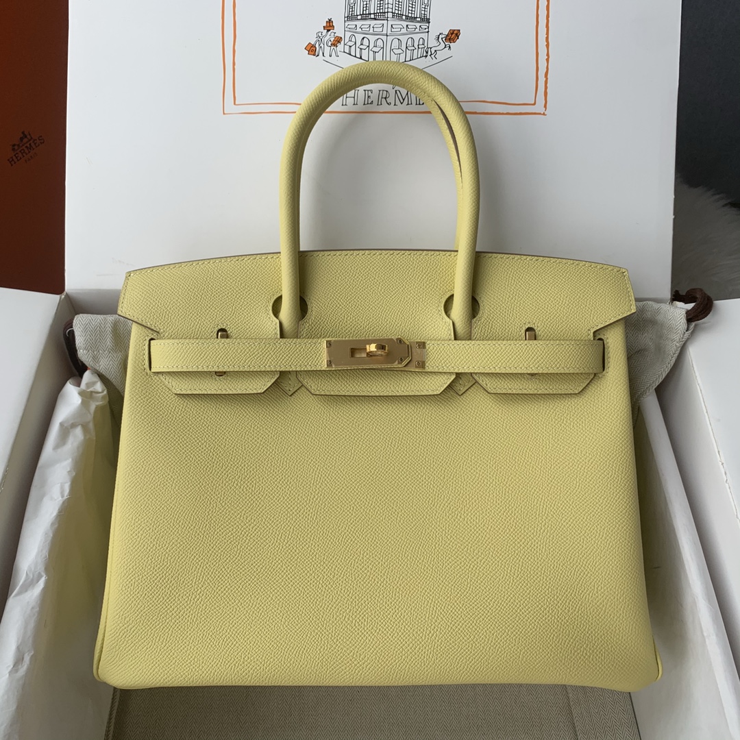 NO:698364,Birkin 30cm imported Esom leather hand-sewn with wax thread [chick yellow] gold and silver buckle ♀♀ Booking, Hermes, hermes, Hermes,19860909Birkin 30cm 进口Esom皮 手工蜡线缝制【小鸡黄】金银扣♀♀ 预订,爱马仕,hermes,Hermes,,Bag