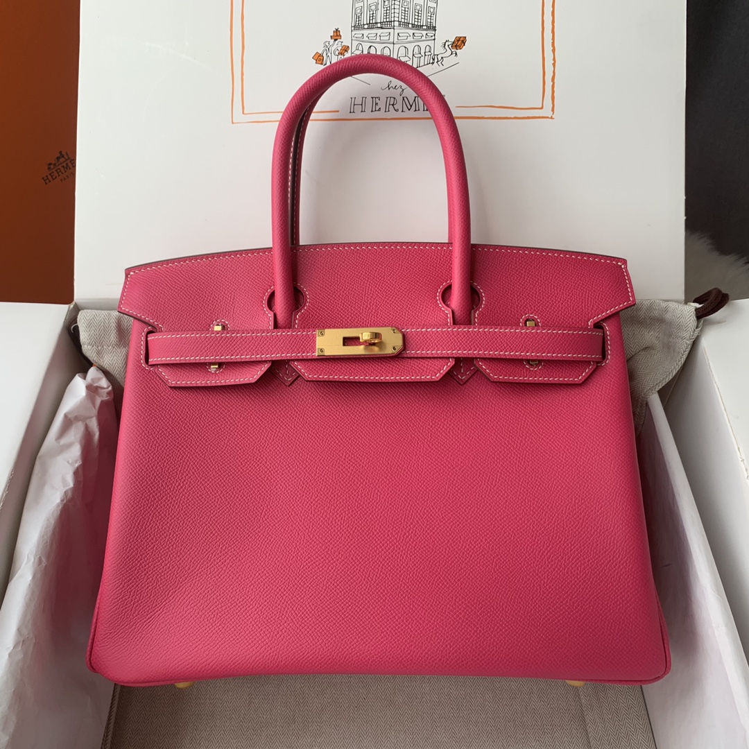 NO:698358,Birkin 30cm imported Esom leather hand-stitched with wax thread [pink] gold and silver buckle ♀♀ Reservation, Hermes, hermes, Hermes,19860909Birkin 30cm 进口Esom皮 手工蜡线缝制【桃红】金银扣♀♀ 预定,爱马仕,hermes,Hermes,,Bag