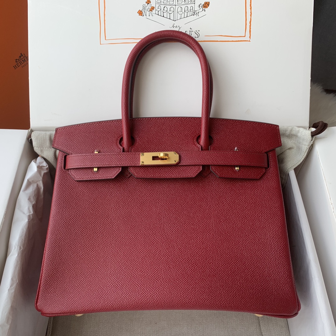 NO:698366,Birkin 30cm imported Esom leather hand-stitched with wax thread [ruby red] gold and silver buckle ♀♀ Reservation, Hermes, hermes, Hermes,19860909Birkin 30cm 进口Esom皮 手工蜡线缝制【宝石红】金银扣♀♀ 预定,爱马仕,hermes,Hermes,,Bag