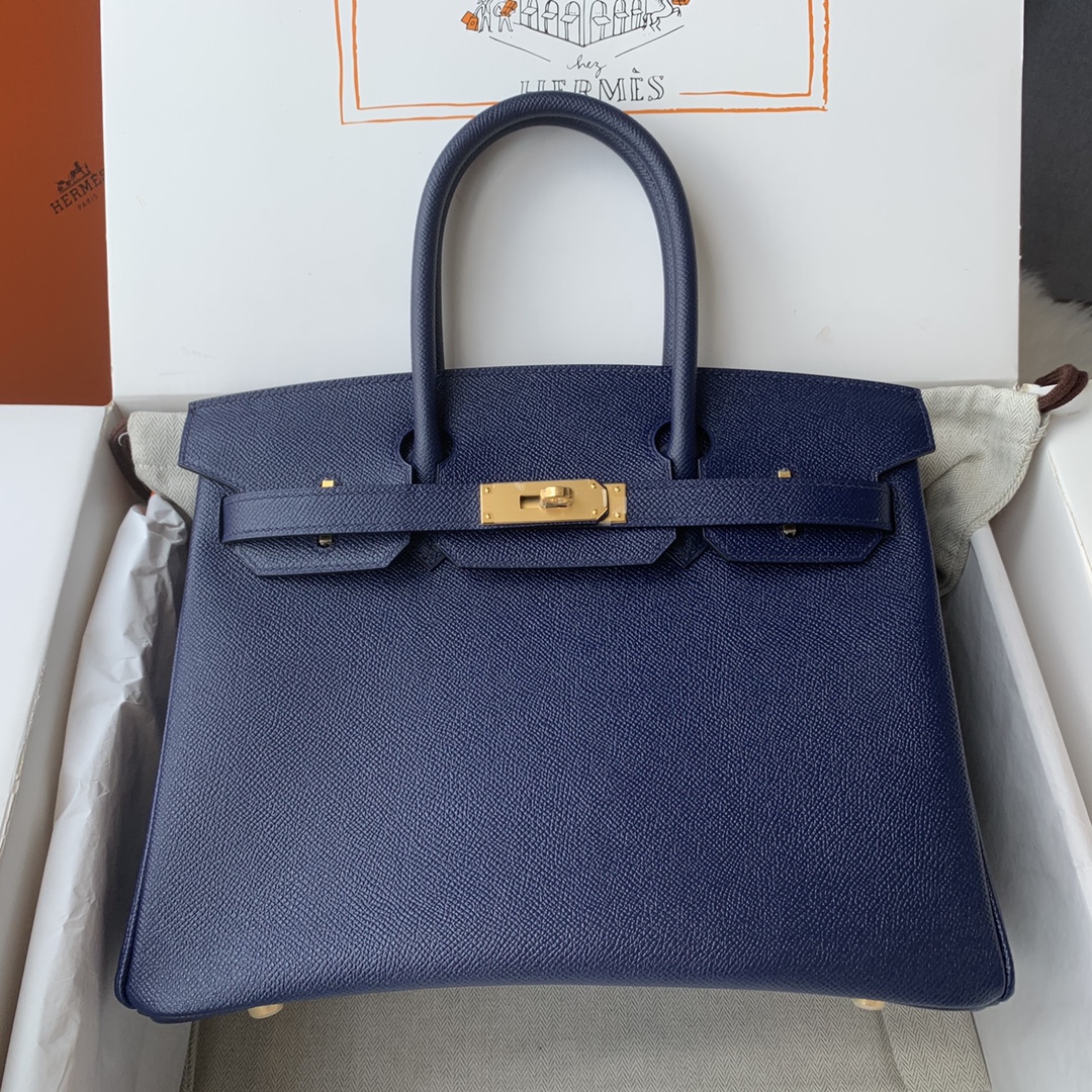 NO:698370,Birkin 30cm imported Esom leather, hand-stitched with wax thread [sapphire blue] gold and silver buckle ♀♀ Reservation, Hermes, hermes, Hermes,19860909Birkin 30cm 进口Esom皮 手工蜡线缝制【宝蓝】金银扣♀♀ 预定,爱马仕,hermes,Hermes,,Bag