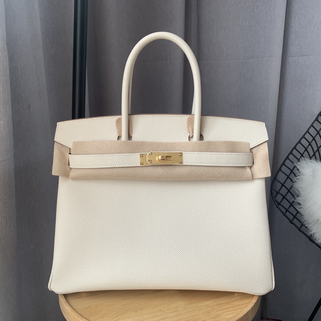 NO:698345,Birkin 30cm imported Esom leather hand-sewn with wax thread [milkshake white] gold and silver buckle ♀♀ Reservation, Hermes, hermes, Hermes,19860909Birkin 30cm 进口Esom皮 手工蜡线缝制【奶昔白】金银扣♀♀ 预定,爱马仕,hermes,Hermes,,Bag