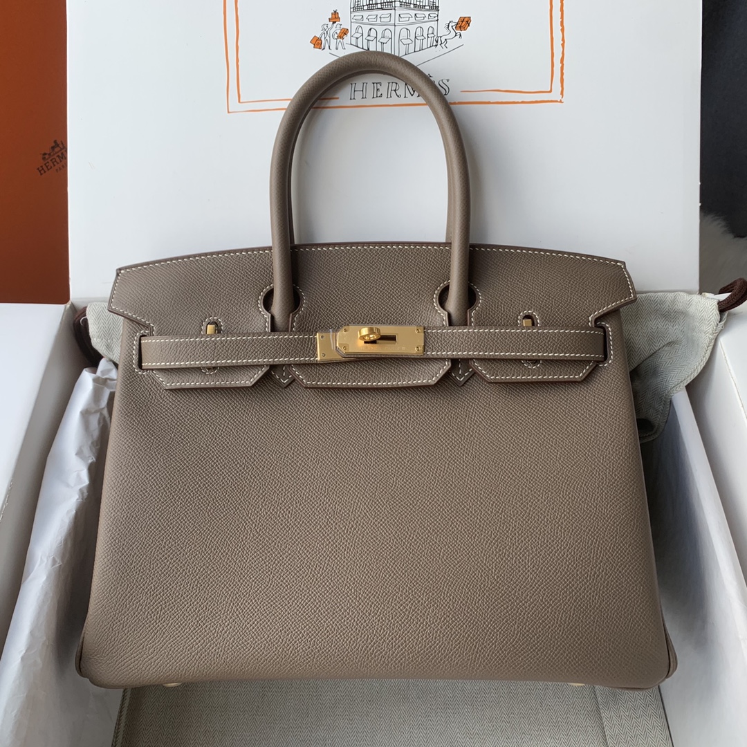 NO:698348,Birkin 30cm imported Esom leather hand-sewn with wax thread [elephant gray] gold and silver buckle ♀♀ Reservation, Hermes, hermes, Hermes,19860909Birkin 30cm 进口Esom皮 手工蜡线缝制【大象灰】金银扣♀♀ 预定,爱马仕,hermes,Hermes,,Bag