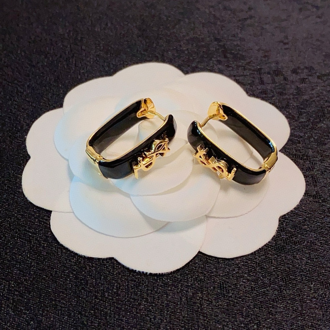 Saint Laurent 小红书推荐 新款YSL圣罗兰棕色、新年红色、白色、棕色耳钩耳环耳钉