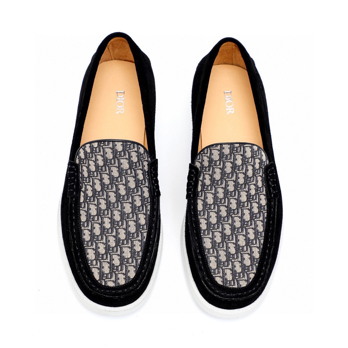 Dior Men's Leather Loafers With Signature Oblique Pattern, Black and Beige 7 i1744520231 3196 5