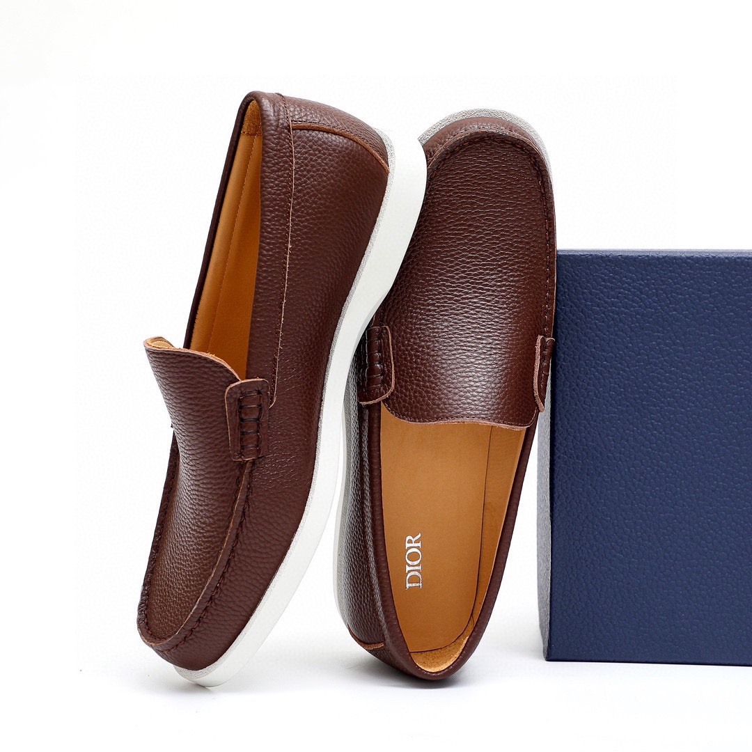 Dior Brown Leather Loafers for Men,Italian Calfskin,Rubber Sole,Size 38-44 8 i1744520399 2412 6