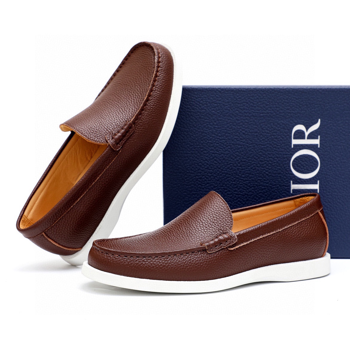 Dior Brown Leather Loafers for Men,Italian Calfskin,Rubber Sole,Size 38-44 4 i1744520399 293 2