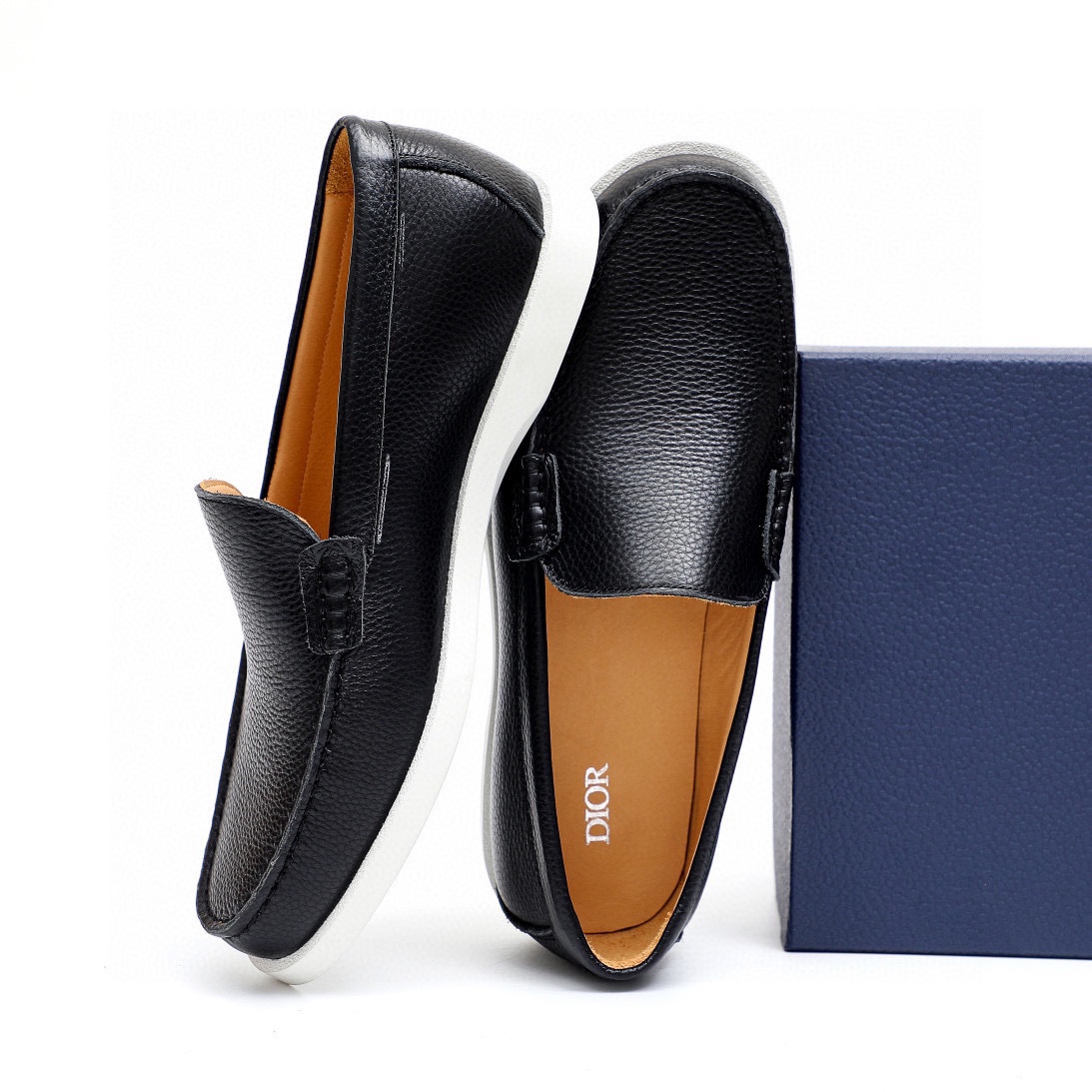 Dior Men's Black Leather Loafers With White Rubber Sole, Sizes 38-44 8 i1744520479 5550 6