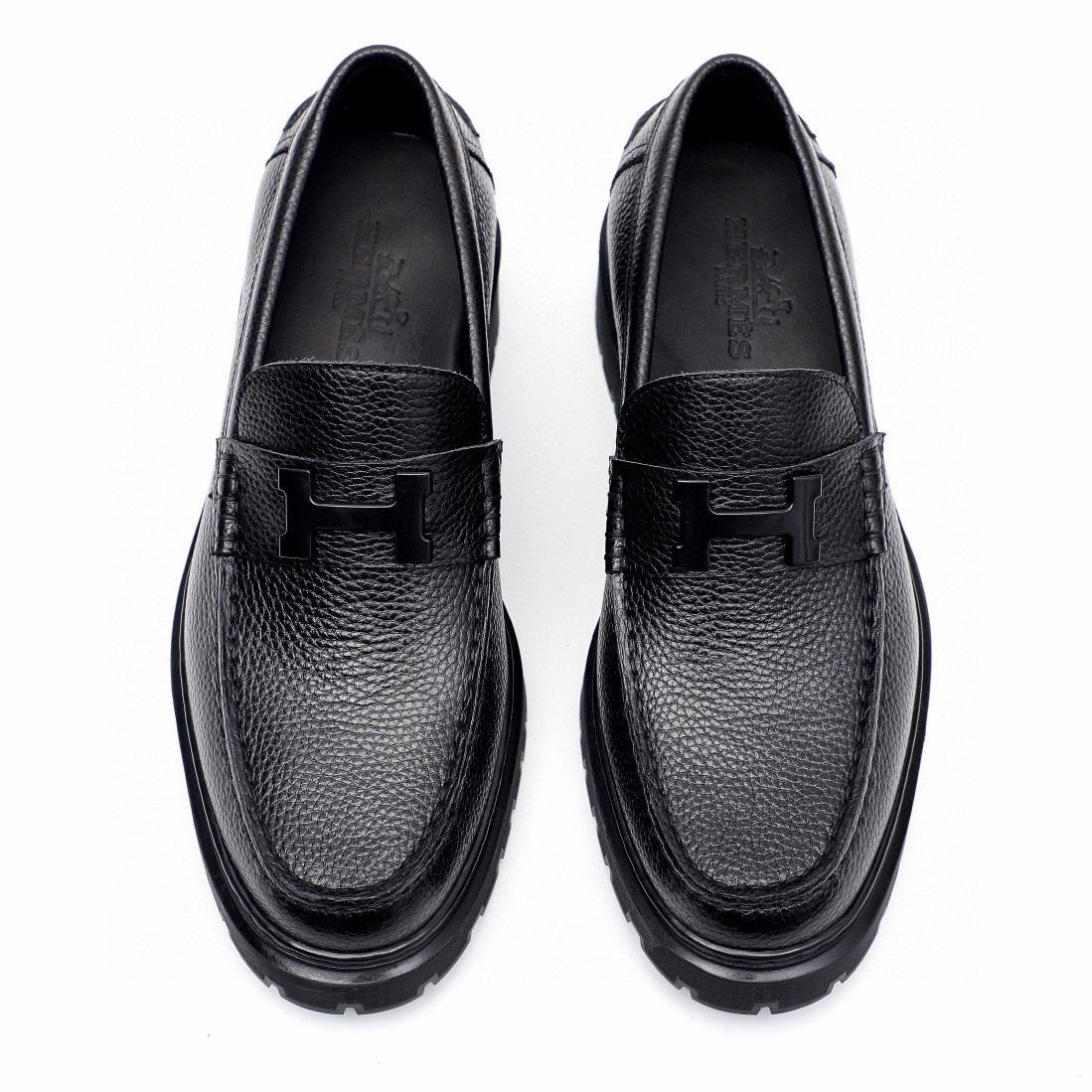 Hermes Men's Black Leather Mocassin Loafers with Gold Buckle Detail - Size 39-44 6 i1744521321 2097 4
