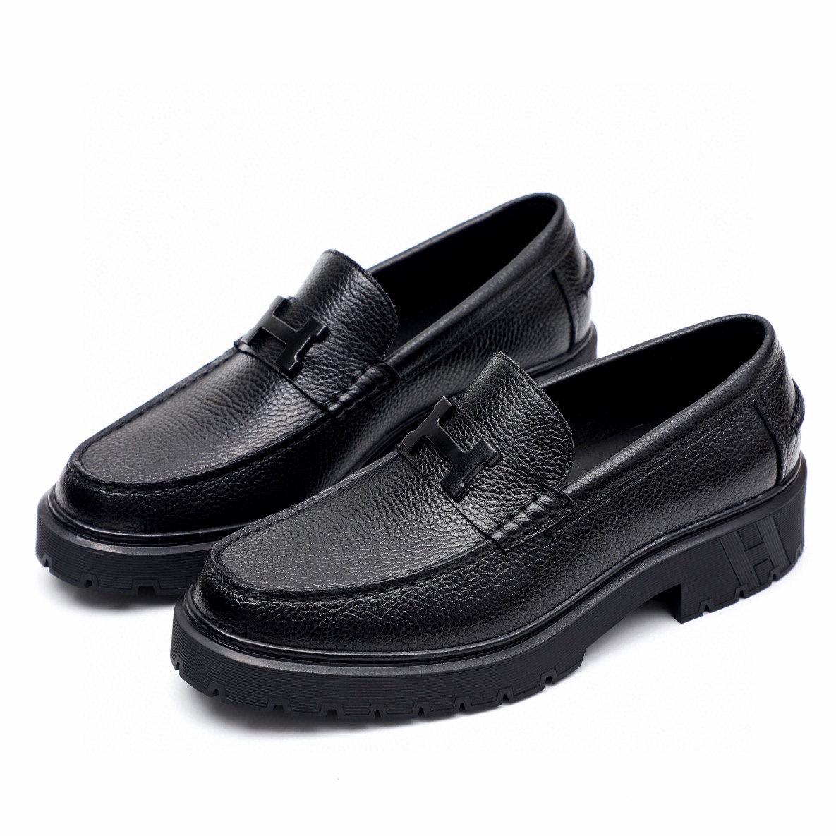 Hermes Men's Black Leather Mocassin Loafers with Gold Buckle Detail - Size 39-44 7 i1744521321 7575 5