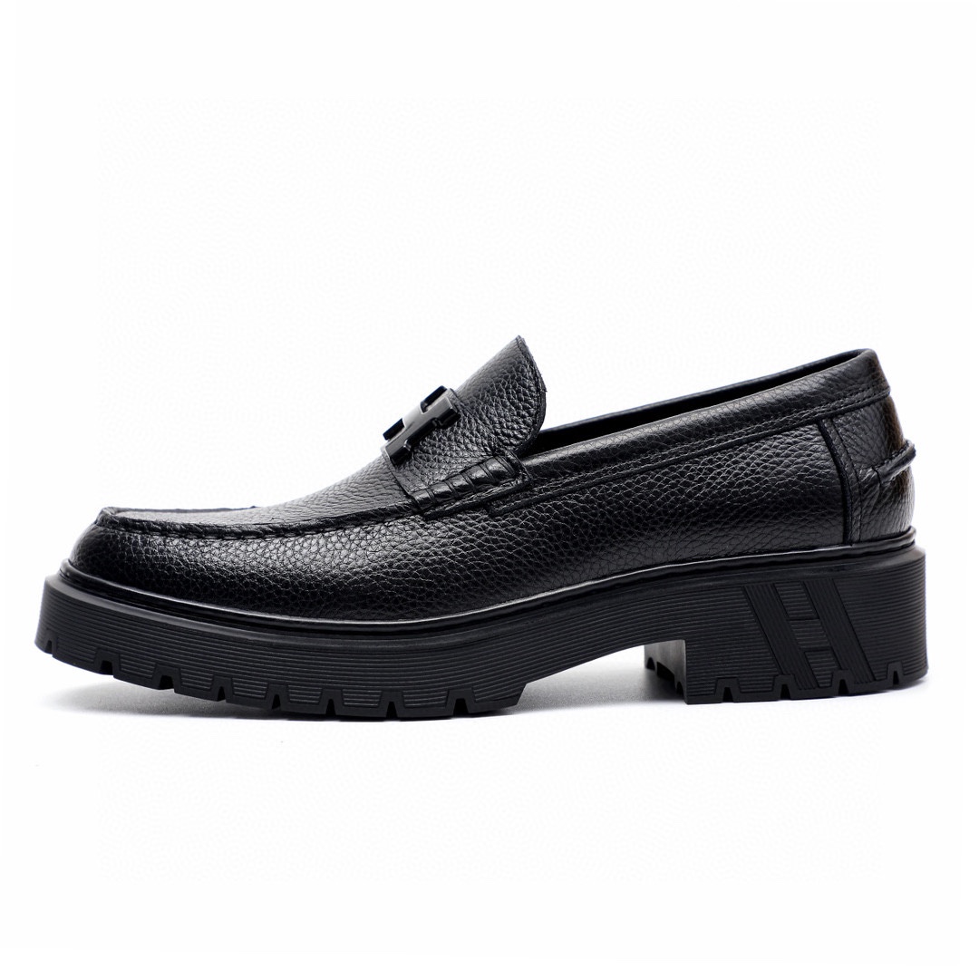 Hermes Men's Black Leather Mocassin Loafers with Gold Buckle Detail - Size 39-44 5 i1744521321 9780 3