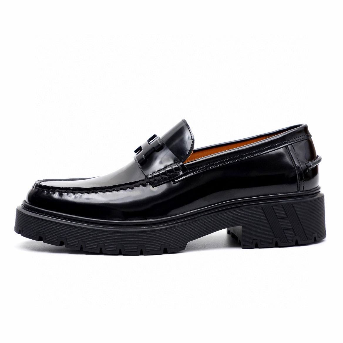 Hermès Men's Black Leather Mocassin Loafers with Golden Buckle Detail 7 i1744521367 485 5