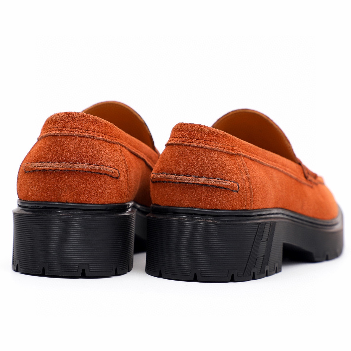 Hermès HEPMES Men's Mocassin Loafers in Orange Suede with Silver Buckle 9 i1744521437 3144 7