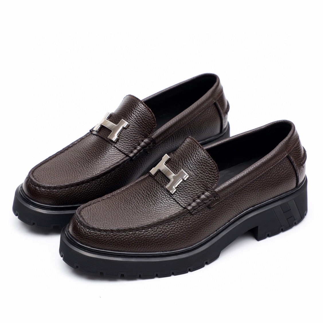 Hermes Mocassin Shoes with Leather Upper and Gancio Buckle, Brown, Size 39-44 5 i1744521504 7140 3