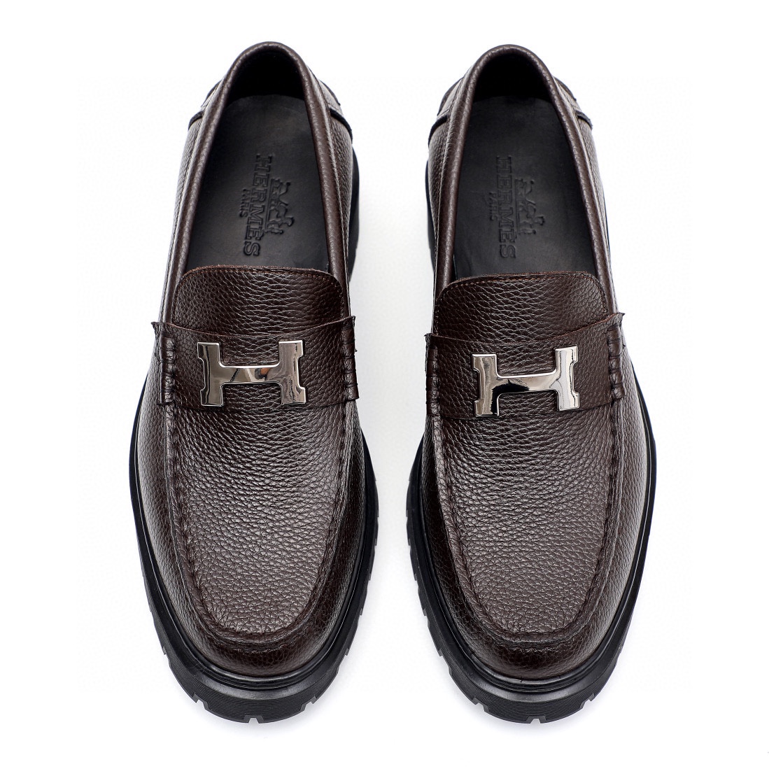 Hermes Mocassin Shoes with Leather Upper and Gancio Buckle, Brown, Size 39-44 6 i1744521504 8824 4