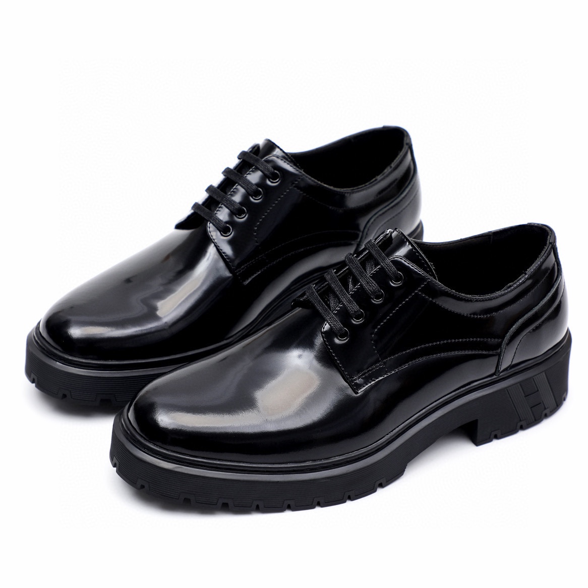 Hermes Men's Black Leather Lace-Up Dress Shoes with Gancio Detail 5 i1744521578 1101 3