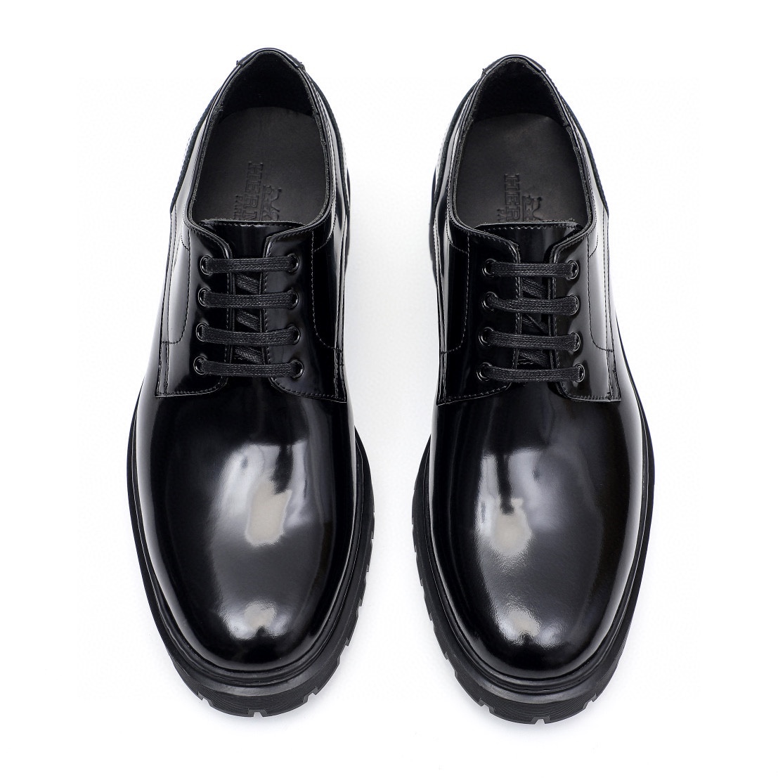 Hermes Men's Black Leather Lace-Up Dress Shoes with Gancio Detail 6 i1744521578 4969 4