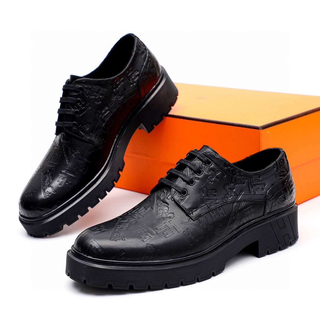 Elegant Hermes Men's Black Leather Lace-Up Dress Shoes - Size 39-44 3 i1744521656 5323 1