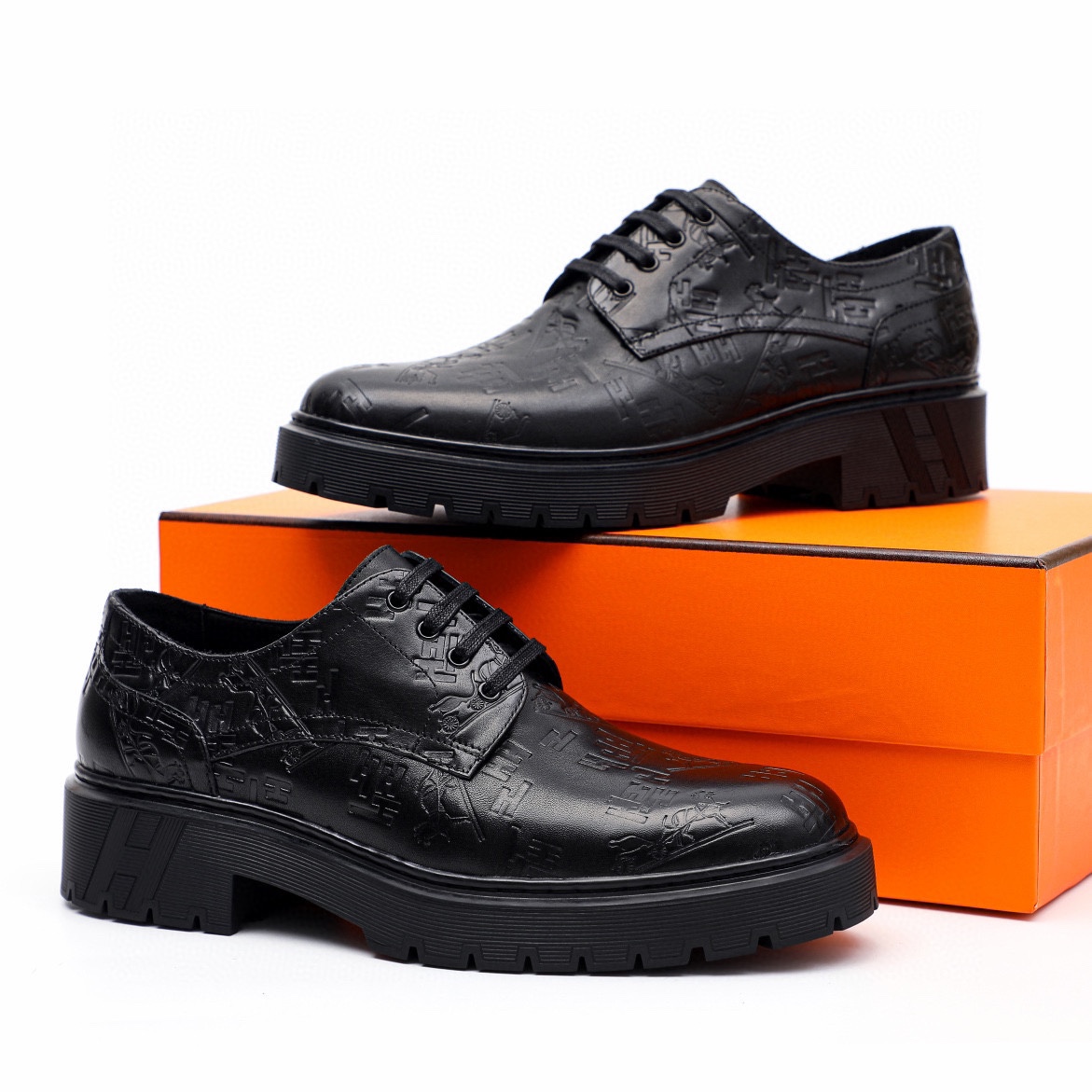 Elegant Hermes Men's Black Leather Lace-Up Dress Shoes - Size 39-44 2 i1744521656 5406 0