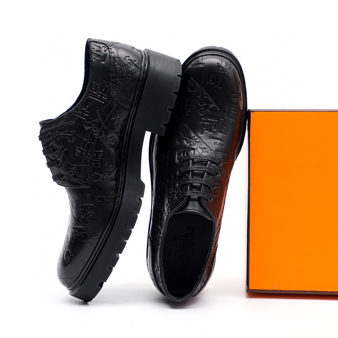 Elegant Hermes Men's Black Leather Lace-Up Dress Shoes - Size 39-44 8 i1744521656 6614 6