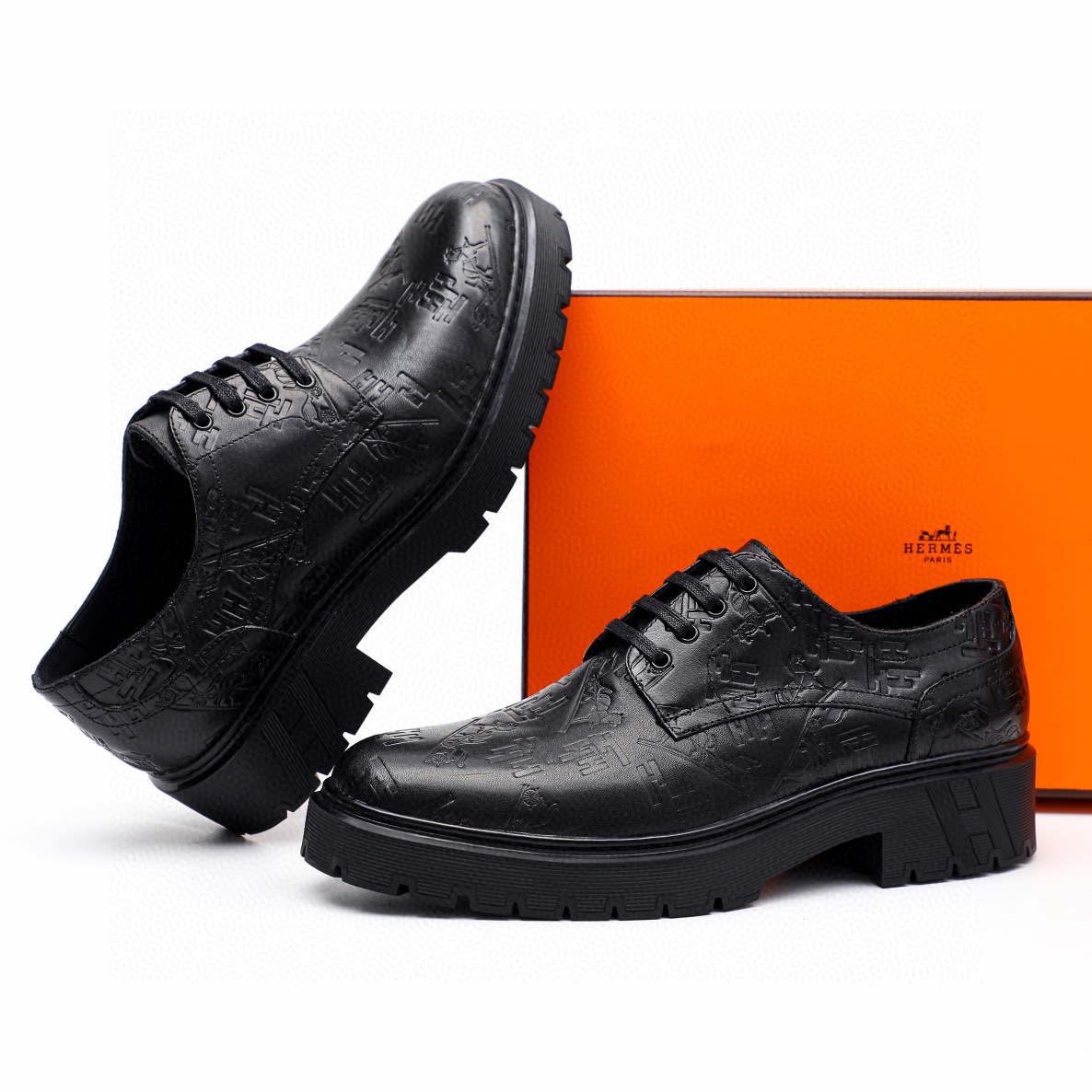 Elegant Hermes Men's Black Leather Lace-Up Dress Shoes - Size 39-44 4 i1744521656 9815 2