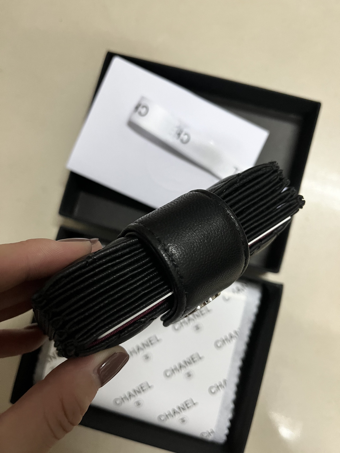 HANEL 小香風琴デザインカードケース 全皮仕様