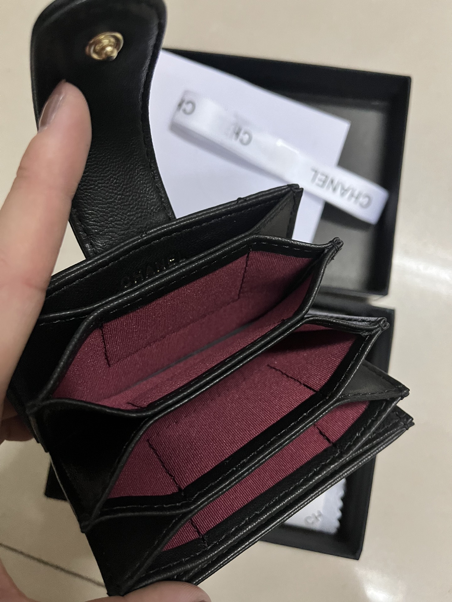 HANEL 小香風琴デザインカードケース 内外全皮仕様