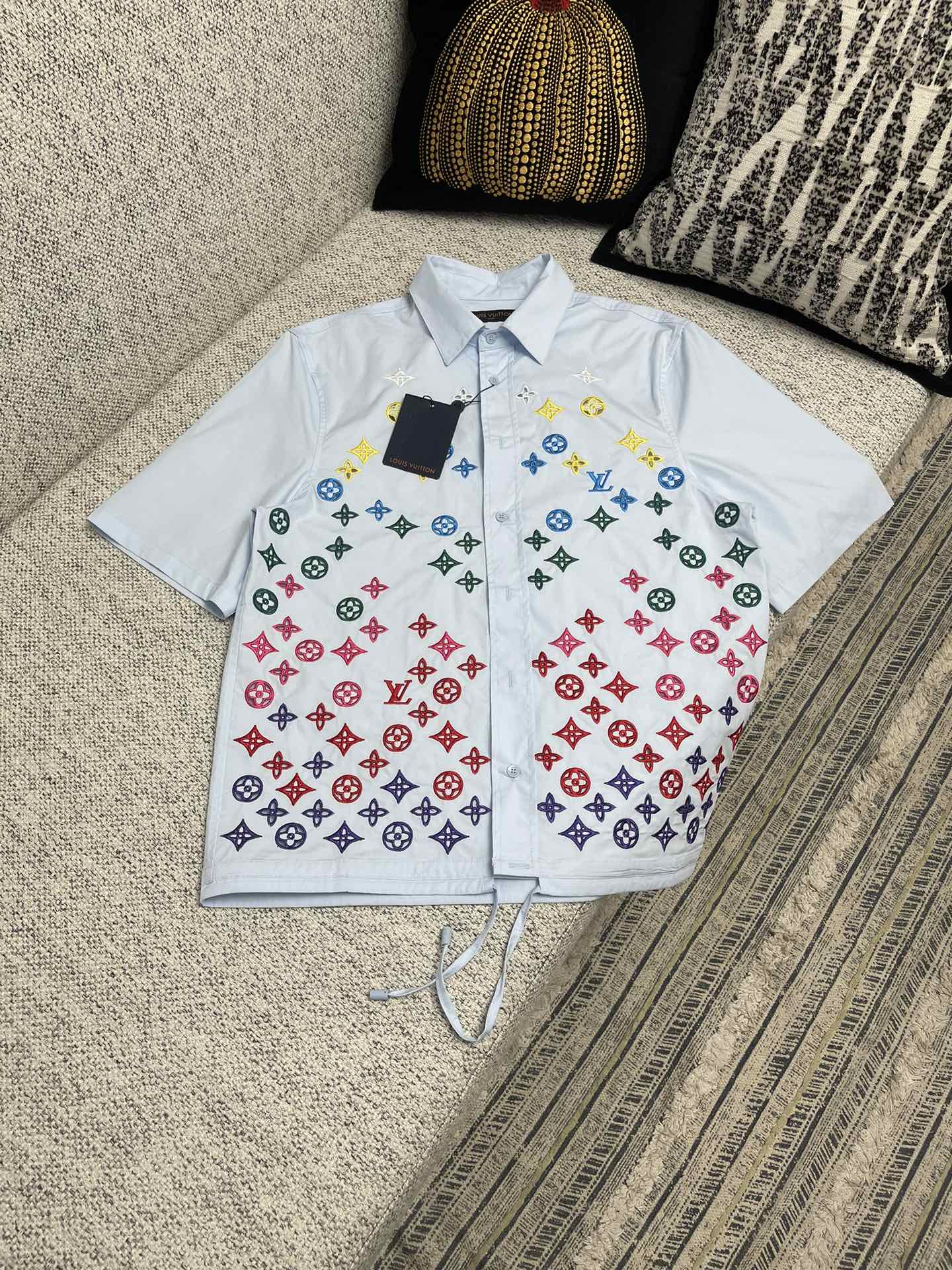 Louis Vuitton Poplin Embroidered Pocket Shirt, Short Sleeve, Light Blue 1 i1744619378 5188 0