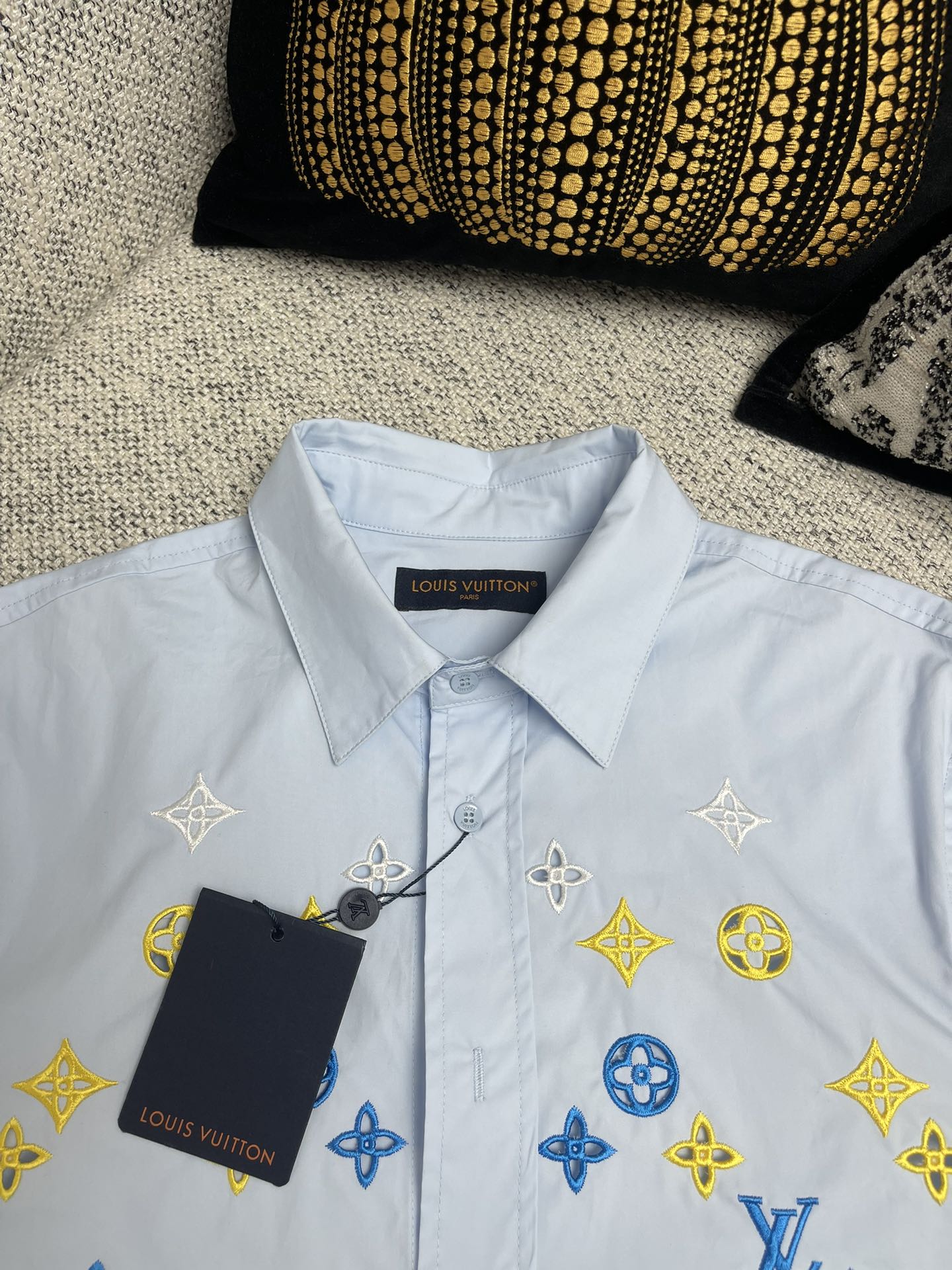 Louis Vuitton Poplin Embroidered Pocket Shirt, Short Sleeve, Light Blue 3 i1744619378 8208 2