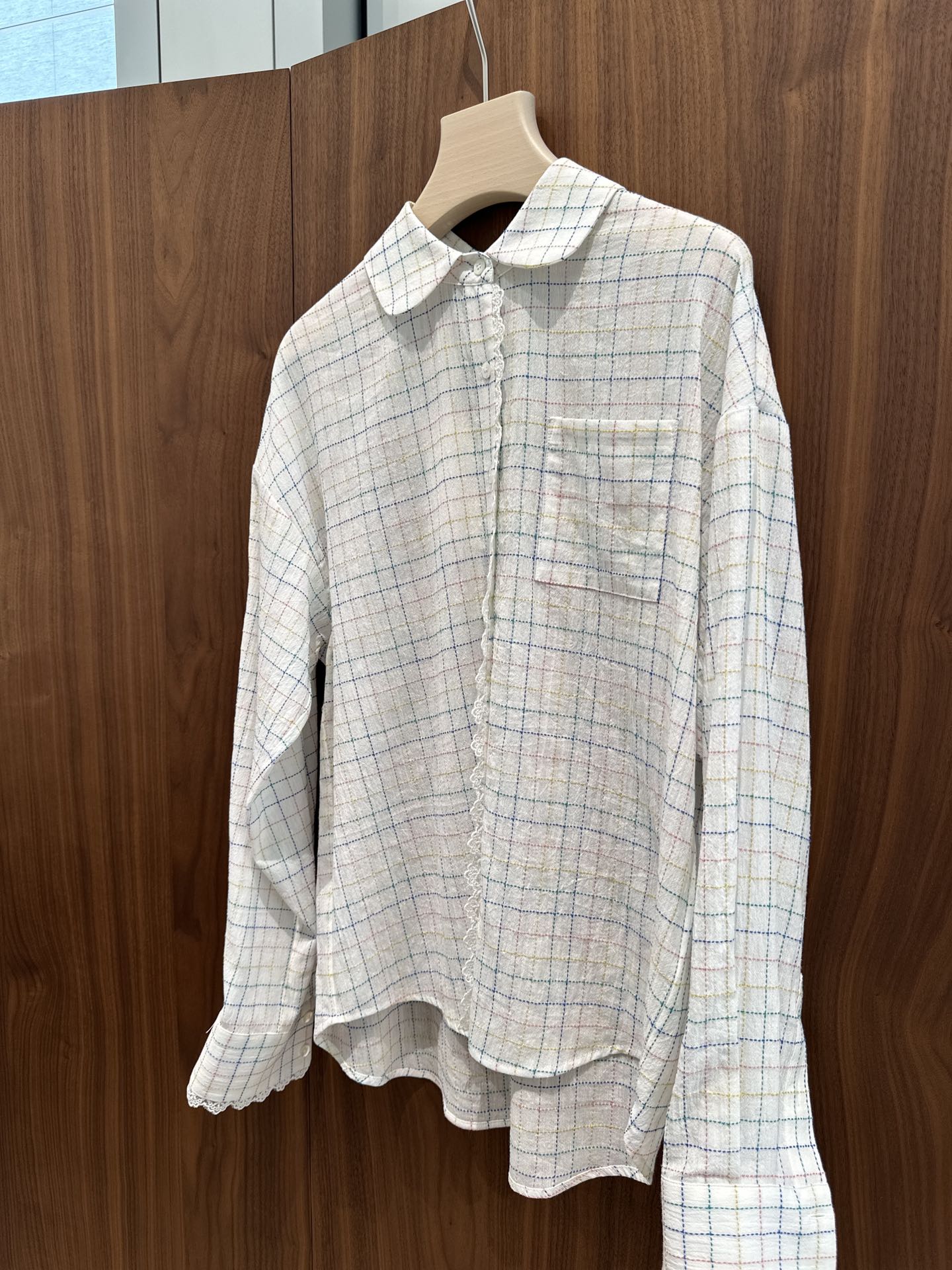 NO:331349,YS｜2025 Spring and Summer New Style ｛Linen   Cotton ｝Customized jacquard plaid is particularly exquisite ~ It is paired with small lace lace, which is really beautiful SML, alexander wang19860909YS｜2025 春夏新款 ｛ 亚麻  棉 ｝ 定织提花格子 特别精致 ～ 配上小蕾丝花边 实在美丽  SML,,alexander wang,Women's clothing