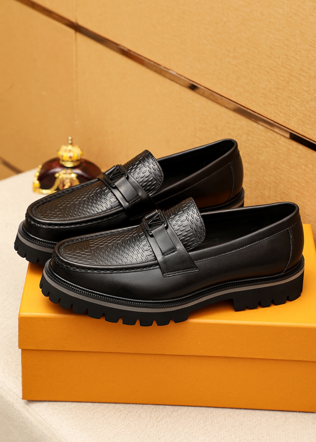 Louis Vuitton Leather Loafers for Men - Embossed Calfskin, Luxurious Hardware 3 i1744682751 3585 1