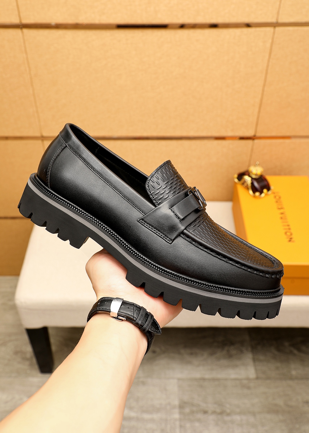 Louis Vuitton Leather Loafers for Men - Embossed Calfskin, Luxurious Hardware 5 i1744682751 3683 3